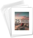 Pack of 25 11x14 White Picture Mats Mattes with White Core Bevel Cut for 8x10 Photo + Backing + Bags