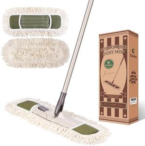 Eyliden Dust Mop with Reusable Washable Pads - One Touch Replacement, Height Adjustable Handle, Total 2 Mop Cloths, Wet Dry Mops for Floor Cleaning, Hardwood, Laminate, Tile Floor Push Dust Broom