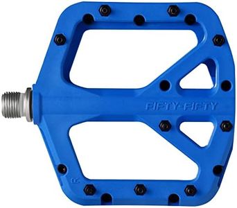 FIFTY-FIFTY Mountain Bike Pedals, Non-Slip MTB Nylon Composite, 9/16" Bicycle Pedals, Lightweight and Wide Flat Platform (Blue)