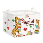 Clastyle Rectangular Giraffe Reading Book Storage Baskets Colorful Dot Book Stacks Shelf Basket Clothes Toys Storage Bin for Kids Bedroom Kindergarten