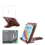 YOGADESK Wooden Tabletop iPad Tablet MacBook Ergonomic Foldable Laptop Stand | iPad Air Pro MacBook HP Dell| Adjustable Height Sturdy Lightweight 10-14 inch for Corporate Gifts (Walnut-sheesham)