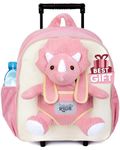 Naturally KIDS Pink Dinosaur Backpack with Wheels - Kids Suitcase on Wheels for Girls Boy w Stuffed Animal - Children's Luggage