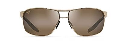 Maui Jim Men's The Bird W/Patented Polarizedplus2 Lenses Sunglasses, Gold W/Black Temp & Brown/Hcl Bronze Polarized, Large