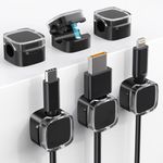 6PCS Magnetic Cord Organizer, Magnetic Cable Organizer Clips, Wire Holder Keeper Organizer, Hidden Charging Cable Storage Collector for Home, Desk, Office, Car, Nightstand (Black)