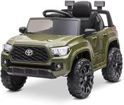 Kidzone 12V Ride on Truck, Battery Powered Licensed Toyota Tacoma Electric Car for Kids, Electric Vehicle Toy with Remote Control, 3 Speeds, MP3, Horn, LED Lights, Suspension System - Green