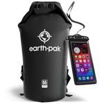 Earth Pak -Waterproof Dry Bag - Roll Top Dry Sack Keeps Gear Dry for Boating, Hiking, Camping and Fishing with Waterproof Phone Case (Black, 40L)