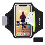 Running Cell Phone Armband Phone Holder Water Resistant Sports Armband with TWS headphones Pocket/Key Holder Sport Arm Bands for Galaxy S20 S10 for Runners,Gym Jogging Biking Running Exercise 6.3"