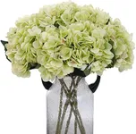 Kimura's Cabin 6pcs Green Silk Hydrangea Flowers Bouquets Faux Hydrangea Stems for Home Wedding Party Table Core Decoration (Light Green)