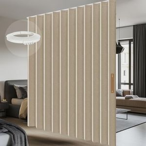 100% Blackout Room Divider Curtains Ceiling Curtain Track Sets Blackout Curtains Ceiling Track for Curtain Flexible Track Curtain Extra Wide(Beige, W180 x L108, 1 Pack)