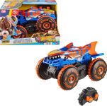 Hot Wheels Monster Trucks Remote Control Toy Vehicle, Large-Scale RC Tiger Shark Climber with 3 Modes of Play for Racing, Climbing & Stunting, JFR39