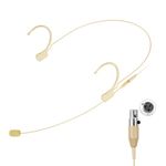 KIMAFUN Beige Headset Microphone, Pro Over-Ear Condenser Headworn Mic Compatible with AKG Wireless Bodypack Transmitters, Ideal for Stage Performances, Hosting, Teaching, Public Speaking