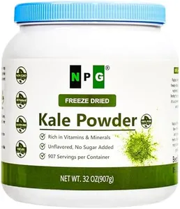 NPG Freeze-Dried Kale Powder 32 Oz (2 LB), 100% Pure, Non-GMO, Gluten-Free, Vegan Superfood, No Sugar Added, Raw & Unflavored, Perfect for Green Juice, Smoothies, Baking & Recipes