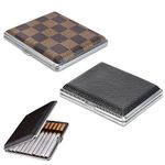 2 pcs Cigarette Case Retro Metal Cigarette Case Cigarette Box for Men and Women Ideal Gift for Smoker, Pocket Holder Credit Card Holder Protective Security Wallet, 95mm Regular (Blac, Brown)