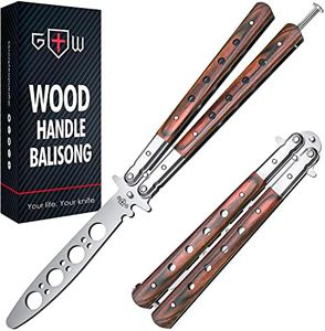 Butterfly Knife Trainer – Balisong Trainer – Practice Butterfly Knife – Balisong Butterfly Knives NOT Real NOT Sharp Blade – Wood Dull Trick Butterfly Knifes – Butter Fly Knife Training CSGO K12 W