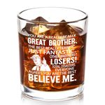 Futtumy Funny Brother Gifts, Donald Trump Brother Whiskey Glass, Christmas Gift Fathers Day Gift Birthday Gift Gag Gift for Men Brother Brother in Law, Great Brother Rock Glass from Sister, 10Oz