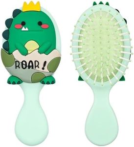 Cepillo Pelo Antitirones para Niños Peine Antirotura Cepillo Pelo Rizado Antiestático Dinosaurio Hair Brush para Niña Cabello Largo, Cabello Rizos y Grueso (Verde)