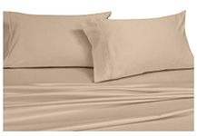 Royal Hotel Solid Tan 600-Thread-Count Super-Deep 4pc King Bed Sheet Set 100-Percent Cotton, Sateen Solid, Extra Deep Pocket