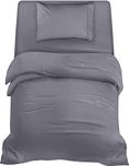 Utopia Bedding 3 Piece Single Bedding Set - Duvet Cover, Fitted Sheet with Pillow case - Soft Brushed Microfiber (Grey)