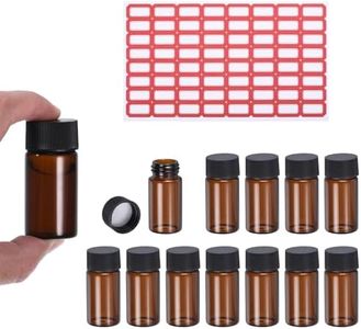 PATIKIL 20ml Amber Glass Vials, 12 Pack Sample Vials with Screw Cap and Write-on Spot Reagent Media Bottle with Labels Leak-Proof Liquid Vial for Lab