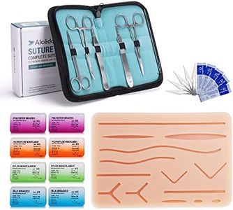 Alcedo Suture Practice Kit for Medical Students | Complete Kit (32 Pieces) Include Durable Large Suturing Pad with Pre-Cut Wounds, Tools Kit, and Suture Threads | Perfect for Practice, Demonstration