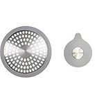 OXO Good Grips Bathtub Drain Protector & Good Grips Tub Stopper, Gray, 6"