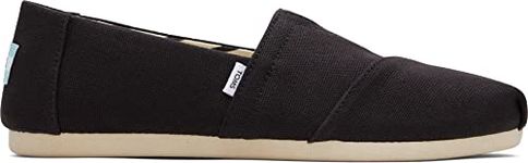 TOMS Women's, Alpargata Recycled Slip-On, Black Recycled Cotton Canvas, 9 Wide