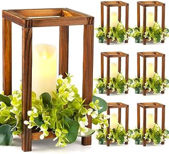 Neoflavie 6 Pcs Wooden Wedding Lantern Centerpiece, Lantern Candle Holder for Rustic Wedding Table Decoration, Farmhouse Candle Lantern for Table Fireplace & Country Barn Wedding