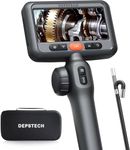 DEPSTECH 210° Two-Way Articulating Borescope Tool, Industrial Endoscope Camera with Light, 0.24in Slim Probe, 5ft Waterproof Flexible Snake Tube, Video Inspection Scope Camera for Automotive Mechanics