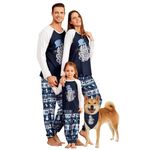 IFFEI Matching Family Pajamas Sets Christmas PJ's Snowflake Printed Long Sleeve Tee and Pants Loungewear Medium Men Blue-Grey