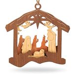 Creawoo Nativity Christmas Tree Ornaments, Navity Scene Decorations, Wooden Hanging Ornaments, Religious Inspirational Gift for Christian, Friends and Family, Celebrate The Birth of Jesus 2024