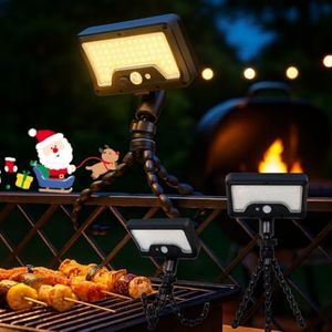 2 Pack Solar Grill Lights with 92 LEDs, 3 Motion Sensor Light Modes & Energy-Saving Desigh, 360° Adjustable Smoker BBQ Grill Accessories, Octopus Shaped, Grill Gifts for Him Her Parents Husbands