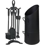Black Coal Hod and 5 Pieces Companion Set 1042 Fire Tools Fireplaces and Accessories