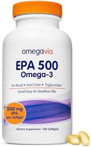 OmegaVia EPA 500. Pharmaceutical Grade EPA Omega-3. Triglyceride-form EPA-only formula, 120 Capsules. 500 mg EPA per pill.