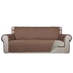 PureFit Reversible Quilted Sofa Cover, Water Resistant Slipcover Furniture Protector, Washable Couch Cover with Non Slip Foam and Elastic Straps for Kids, Dogs, Pets (Large, Brown/Beige)