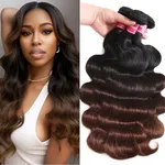 UNICE Chestnut Brown Ombre Body Wave Human Hair Weave 3 Bundles 8 10 10 inch Brazilian Remy Human Hair Wavy Sew in Human Hair Extensions