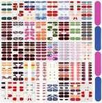 XEAOHESY 560 Pieces 40 Sheets Vibrant Color Women’s Nail Wraps Nail Polish Strips with Nail File Self-Adhesive Nail Strips for Kids Real Nail Polish Stickers Full Wraps for Women Girls Nail Art