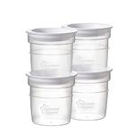 Tommee Tippee Closer to Nature Breast Milk Storage Pots with Lids, 60ml, Suitable for Fridge and Freezer, Pack of 4