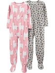 Simple Joys by Carter's Girls Kid Little 2-Pack Loose-Fit Fleece Footed Pajamas, Llama/Leopard, 5