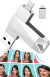 256GB Photo-Stick-for-iPhone, Apple MFi Cetified USB Flash Drive for iPhone Thumb Drive,iPhone-Memory-Stick for iPad/iPhone/Computer Picture Keeper Portable Hard Drive,Silvery