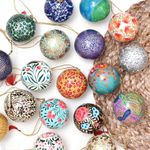 9 Christmas Balls Ornaments-Large Christmas Balls-Paper Mache Christmas Ornaments-Round Christmas Tree Balls-Multicolor Christmas Tree Ornaments-Christmas Tree Decorations-Unique Christmas Balls 2.5"