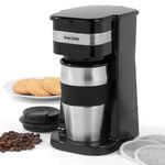 Salter EK2408 One Cup Coffee Maker – Small Filter Coffee Machine, Washable & Reusable Filter, Includes 420ml Stainless Steel Travel Cup, Brew Single Serve Coffee In 3-4 Mins, Use Ground/Coffee Pads