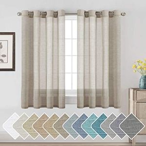 H.VERSAILTEX Linen Curtains Nickel Grommet Natural Linen Semi-Sheer Curtains 2 Panels Privacy Added Premium Soft Rich Material Drapes for Bedroom/Living Room - 52x54 - Inch - Taupe