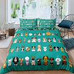 Erosebridal Dog Duvet Cover Set Twin Size,Cute Cartoon Pet Dog Bedding Set Animal Theme Bed Comforter Cover for Kids Girls Boys,Modern Decor 2 Pcs Bedding Set (1 Duvet Cover 1 Pillow Case)