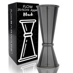 FLOW Barware Jigger 4-in-1 Shot Measure 25ml 50ml 15ml 35ml in One Cocktail Jigger & Alcohol Measure | Spirit Measures 25ml 50ml | Drinks Measures for Spirits | Titanium Black