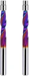 2PCS 1/4 Upcut Spiral Flush Trim Router Bit 1/4 Inch Shank 1-1/8 inch Cutting Length with Extra Long Life Coating CNC Router Bits End Mill for Wood Cutting, Slot Mortise, Engraving