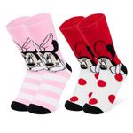 Disney Stitch Slippers Socks Women 2 Pack Fluffy Socks Non Slip Fleece Bed Socks Stitch Minnie Mickey Mouse Baby Yoda (Red/Pink Minnie)