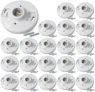 (20 Pack) Porcelain Outlet Box Mount, Keyless Lamp Holder, E26 Medium Base Light Socket, Light Bulb Socket Replacement, 660W, White Ceramic Light Base for LED & Incandescent Bulbs, Lamp Socket