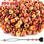 200pcs SOSMAR Round Wood Beads 11x12mm + Hair Braid Tool for Jewellery Marking Macrame Projects DIY Necklace Bracelet Dreadlocks Hair Accessories