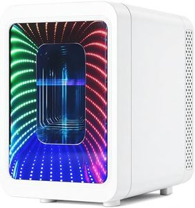 Advwin Mini Fridge, 4 Liter/6 Cans Small Refrigerator With LED Light, AC/DC Portable Cooler and Warmer Gaming mini fridge for Bedroom, Office, Gaming room and Car (White)
