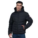 Red Tape Casual Padded Polyester Jacket with Hood for Men | Stylish, Cozy and Comfortable_RFJ1051-Black Large